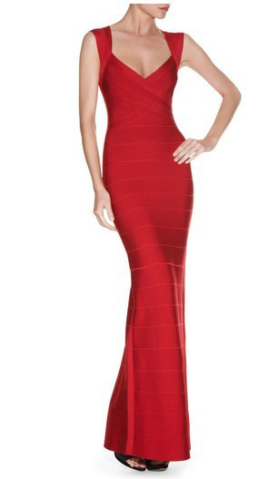 Robe Herve Leger Rouge en Soldes